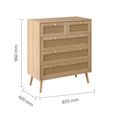 Croxley Chest - 2+3 Drawer - Oak and Rattan