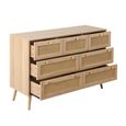 Croxley Wide Chest - 7 Drawer - Oak and Rattan