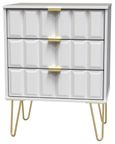 Cube White 3 Drawer Midi Chest with Gold Hairpin Legs
