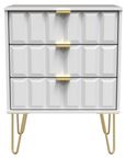 Cube White 3 Drawer Midi Chest with Gold Hairpin Legs