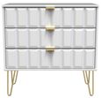 Cube White 3 Drawer Small Chest with Gold Hairpin Legs