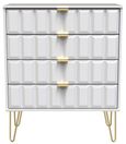 Cube White 4 Drawer Chest with Gold Hairpin Legs