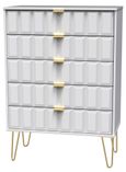 Cube White 5 Drawer Chest with Gold Hairpin Legs