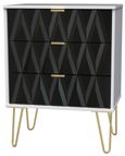 Diamond Black and White 3 Drawer Midi Chest with Gold Hairpin Legs