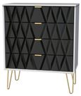 Diamond Black and White 4 Drawer Chest with Gold Hairpin Legs