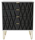 Diamond Black and White 4 Drawer Chest with Gold Hairpin Legs