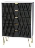 Diamond Black and White 5 Drawer Chest with Gold Hairpin Legs