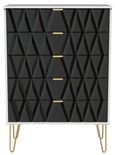Diamond Black and White 5 Drawer Chest with Gold Hairpin Legs