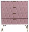 Diamond Pink and White 4 Drawer Chest with Gold Hairpin Legs