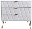 Diamond White 3 Drawer Small Chest with Gold Hairpin Legs