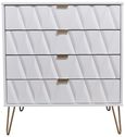 Diamond White 4 Drawer Chest with Gold Hairpin Legs