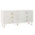 Dover Chest - White Carved Mango Wood - 6 Drawer - Wide