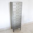 Tallboy Chest - 3 Drawer - Grey Metal - Industrial