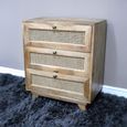 Chest - Mango Wood and Rattan - 3 Drawer - Small