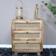 Chest - Mango Wood and Rattan - 3 Drawer - Small