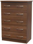 Eve Walnut Effect 5 Drawer Chest