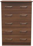 Eve Walnut Effect 5 Drawer Chest