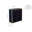 Fenwick Chest - Multi Drawer - Black Glass - Gold Trim
