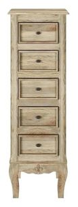 Fleur French Style Grey Narrow Tall Chest - 5 Drawers