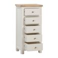 Hayley Chest - 5 Drawer - Tall - Oak and White