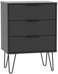 Hong Kong Black 3 Drawer Midi Chest with Hairpin Legs