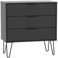 Hong Kong Black 3 Drawer Small Chest with Hairpin Legs