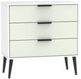 Hong Kong Cashmere and White 3 Drawer Midi Chest with Wooden Legs