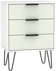 Hong Kong Cashmere and White 3 Drawer Small Chest with Hairpin Legs