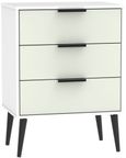 Hong Kong Cashmere and White 3 Drawer Small Chest with Wooden Legs