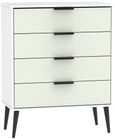 Hong Kong Cashmere and White 4 Drawer Chest with Wooden Legs