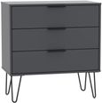 Hong Kong Graphite 3 Drawer Midi Chest with Hairpin Legs