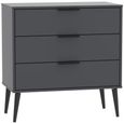 Hong Kong Graphite 3 Drawer Midi Chest with Wooden Legs