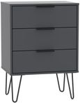 Hong Kong Graphite 3 Drawer Small Chest with Hairpin Legs