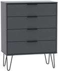 Hong Kong Graphite 4 Drawer Chest with Hairpin Legs