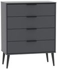 Hong Kong Graphite 4 Drawer Chest with Wooden Legs