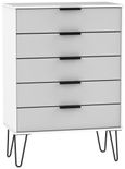 Hong Kong Grey and White 5 Drawer Chest with Hairpin Legs