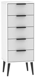 Hong Kong Grey and White 5 Drawer Narrow Chest with Wooden Legs
