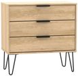 Hong Kong Oak Effect 3 Drawer Midi Chest with Hairpin Legs