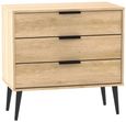 Hong Kong Oak Effect 3 Drawer Midi Chest with Wooden Legs