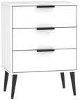 Hong Kong White 3 Drawer Midi Chest with Wooden Legs