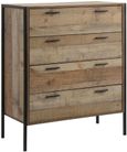 Industrial Rustic Oak Effect 4 Drawer Chest