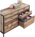 Industrial Rustic Oak Effect 6 Drawer Wide Chest