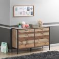 Industrial Rustic Oak Effect 6 Drawer Wide Chest