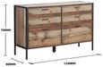 Industrial Rustic Oak Effect 6 Drawer Wide Chest