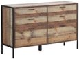 Industrial Rustic Oak Effect 6 Drawer Wide Chest