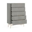 Isabella Grey Chest - 5 Drawer Fluted - White Marble Top
