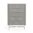 Isabella Grey Chest - 5 Drawer Fluted - White Marble Top