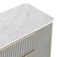 Isabella Grey Chest - 5 Drawer Fluted - White Marble Top