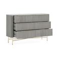 Isabella Grey Chest - 6 Drawer Wide Fluted - White Marble Top
