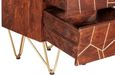 Kaza Dark Mango Wood Narrow 5 Drawer Chest - Hairpin Legs with Gold Geometric Inlay
